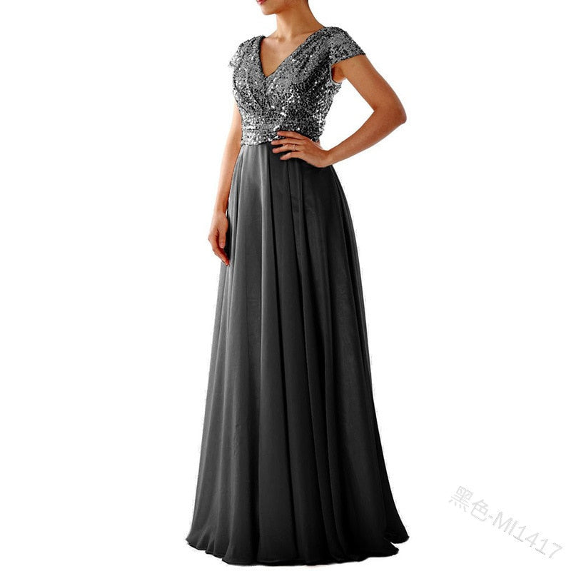 Funki Findz | Dresses | Women's Sequin Chiffon Evening Dress