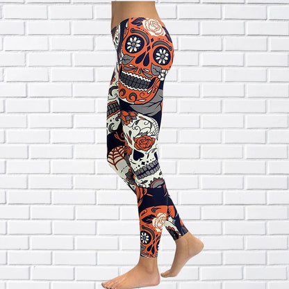 Funki Findz | Pants | Women's Yoga Pants | Skull Print Leggings