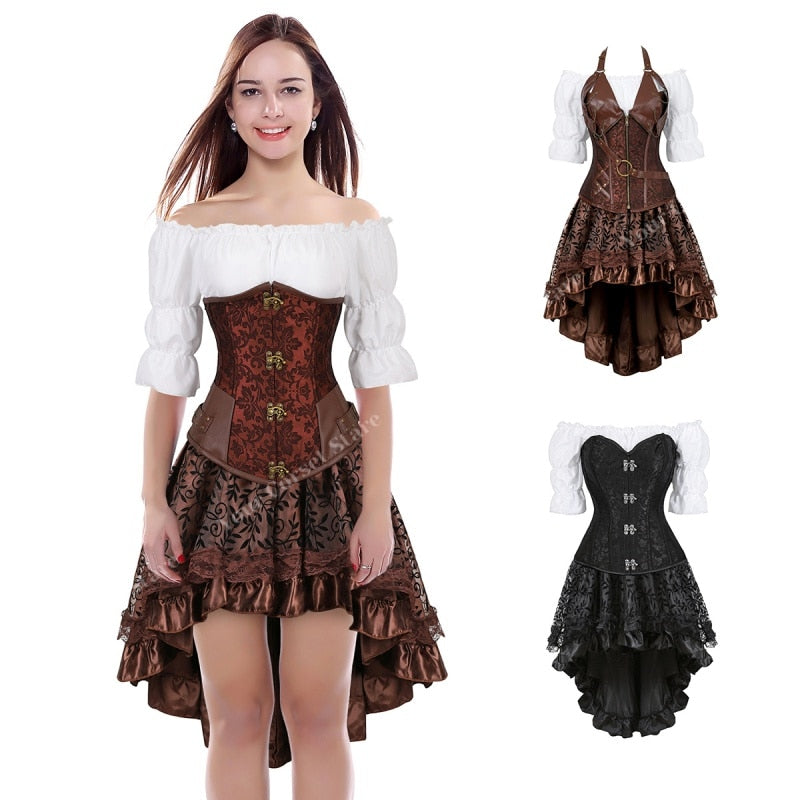 Funki Findz | Dresses | Women's Steampunk Top Corset Skirt Set