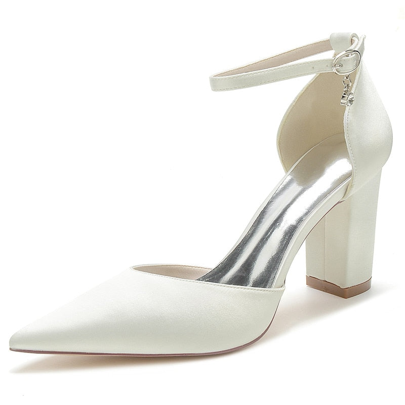Funki Findz | Shoes | Women's Satin Block Heel Wedding Shoes