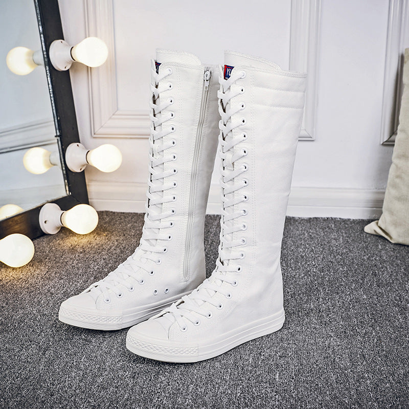 Funki Findz | Boots | Women's Lace Up Canvas Knee High Boots