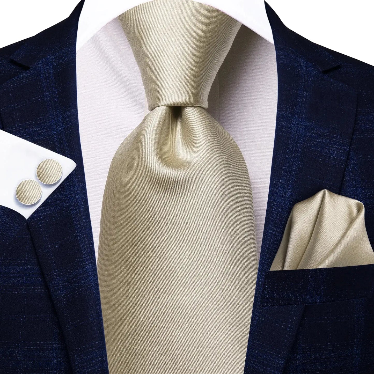 Funki Findz | Neckties | Men's Champagne Gold Silk Tie 3Pcs Set