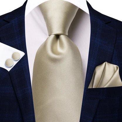 Funki Findz | Neckties | Men's Champagne Gold Silk Tie 3Pcs Set