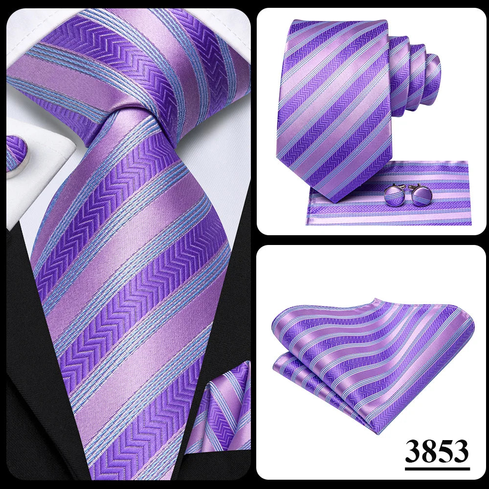 Funki Findz | Neckties | Men's Purple Silk Wedding 3Pcs Tie Set