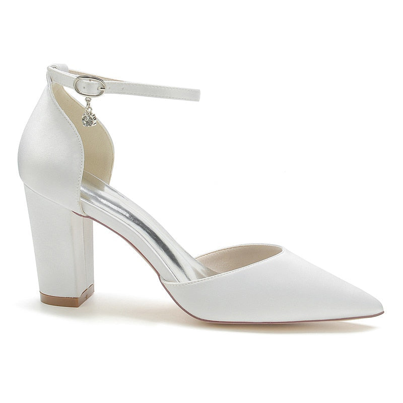 Funki Findz | Shoes | Women's Satin Block Heel Wedding Shoes