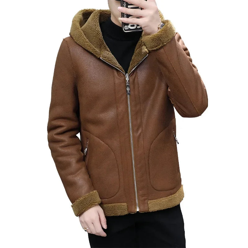 Funki Findz | Jackets | Men's Hooded Winter Faux Leather Jacket