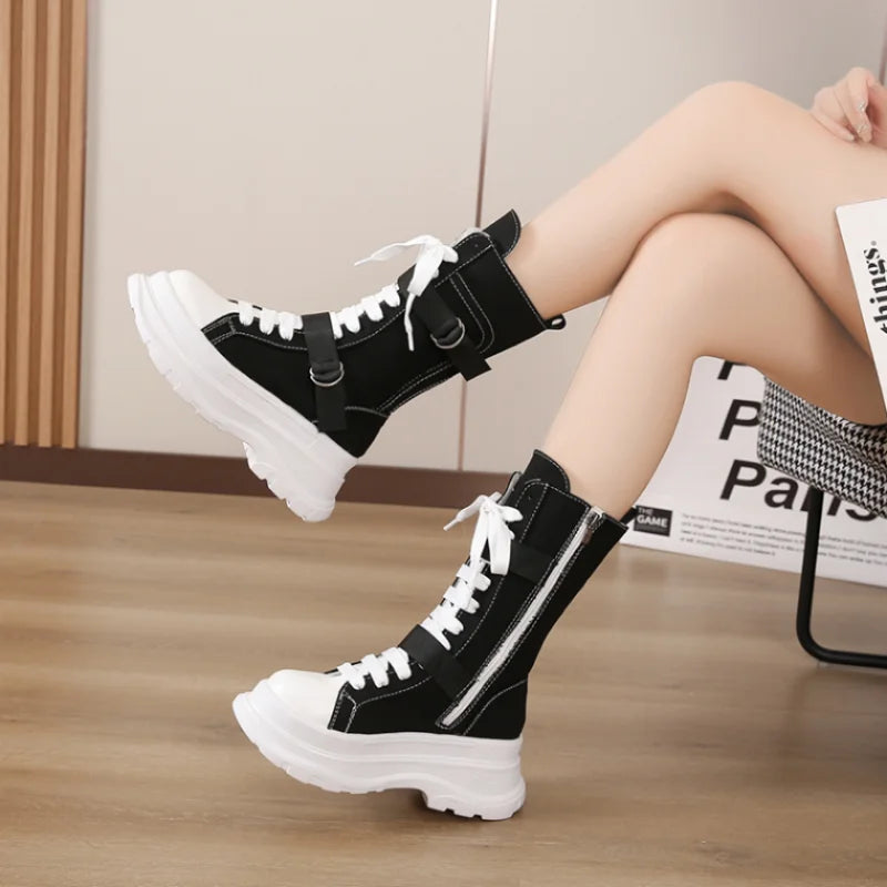 Funki Findz | Boots | Women's Canvas Chunky Platform Boots