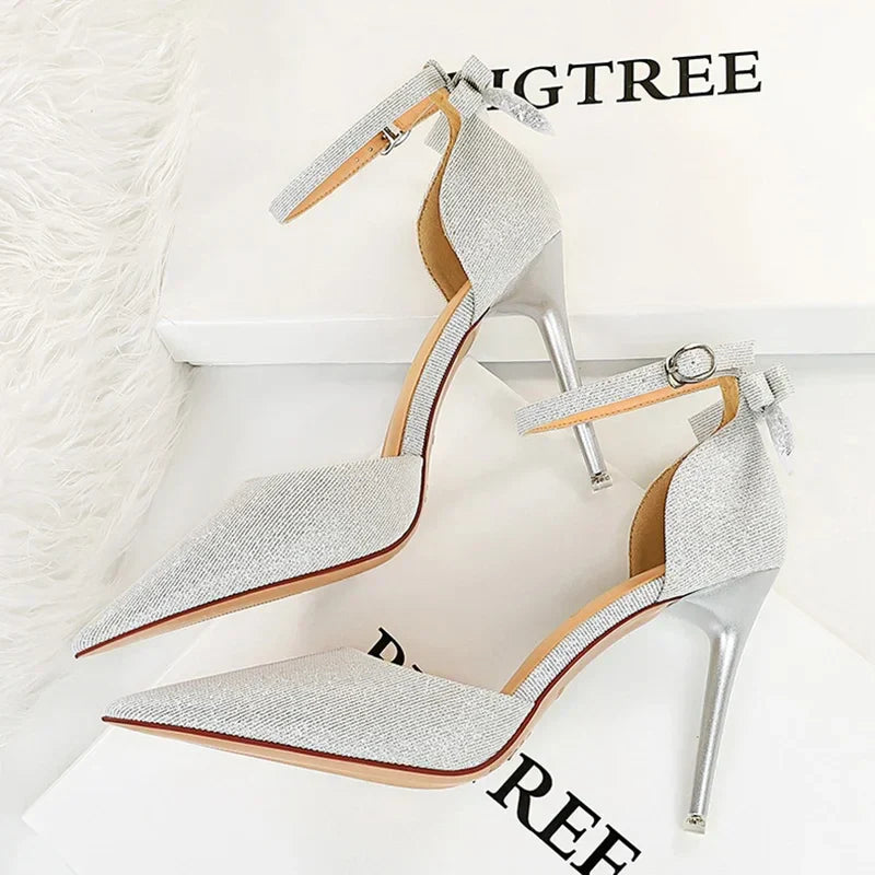 Funki Findz | Shoes | Women's Glitter Bow Knot Strappy Heels