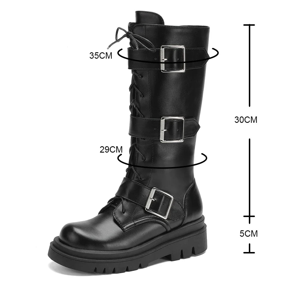 Funki Findz | Boots | Women's Punk Buckle Strap Wedge Boots