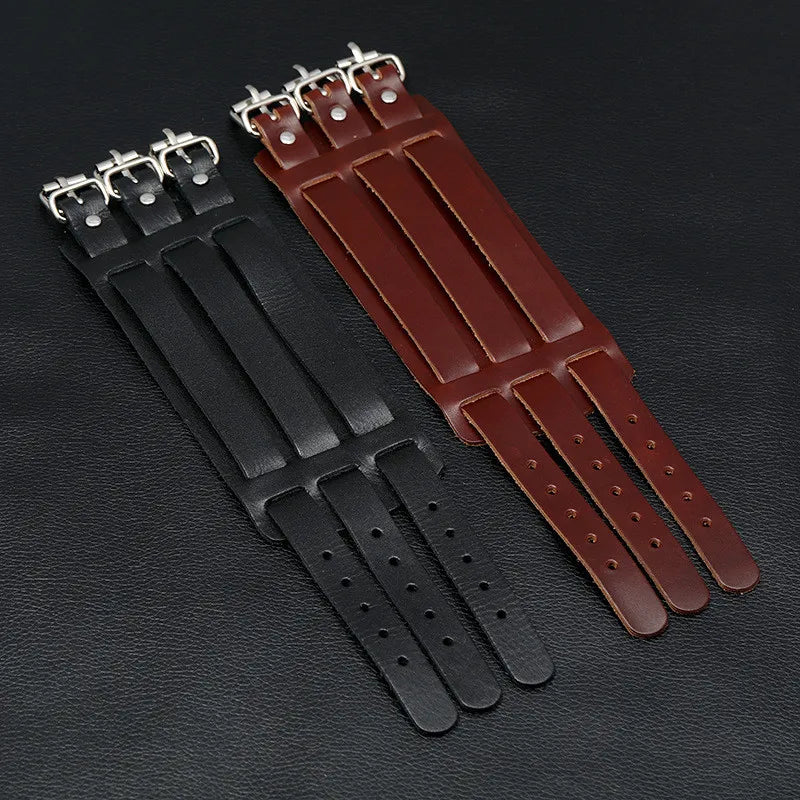 Funki Findz | Bracelets | Men's Leather 3 Tier Punk Wrist Band