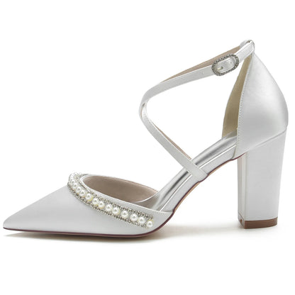Funki Findz | Shoes | Women's Satin Pearl Bridal Evening Shoes