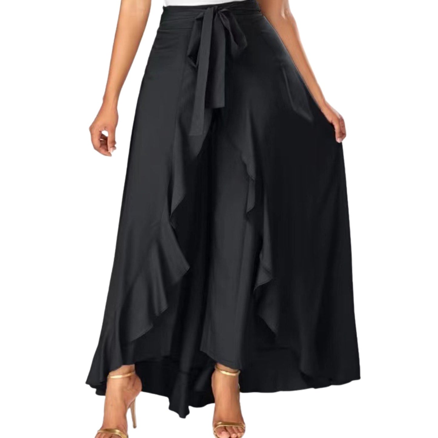 Funki Findz | Skirts | Women's Elegant Long Ruffled Skirt Pants