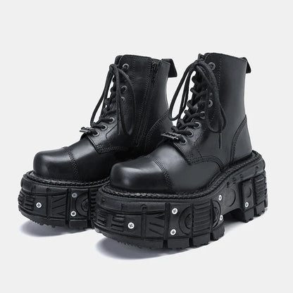 Funki Findz | Boots | Women's Leather Dark Punk Lace Up Boot