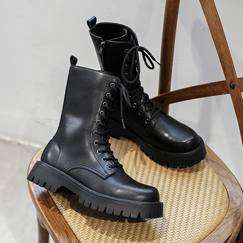 Funki Findz | Boots | Men's Lace Up Mid-Calf Biker Boots