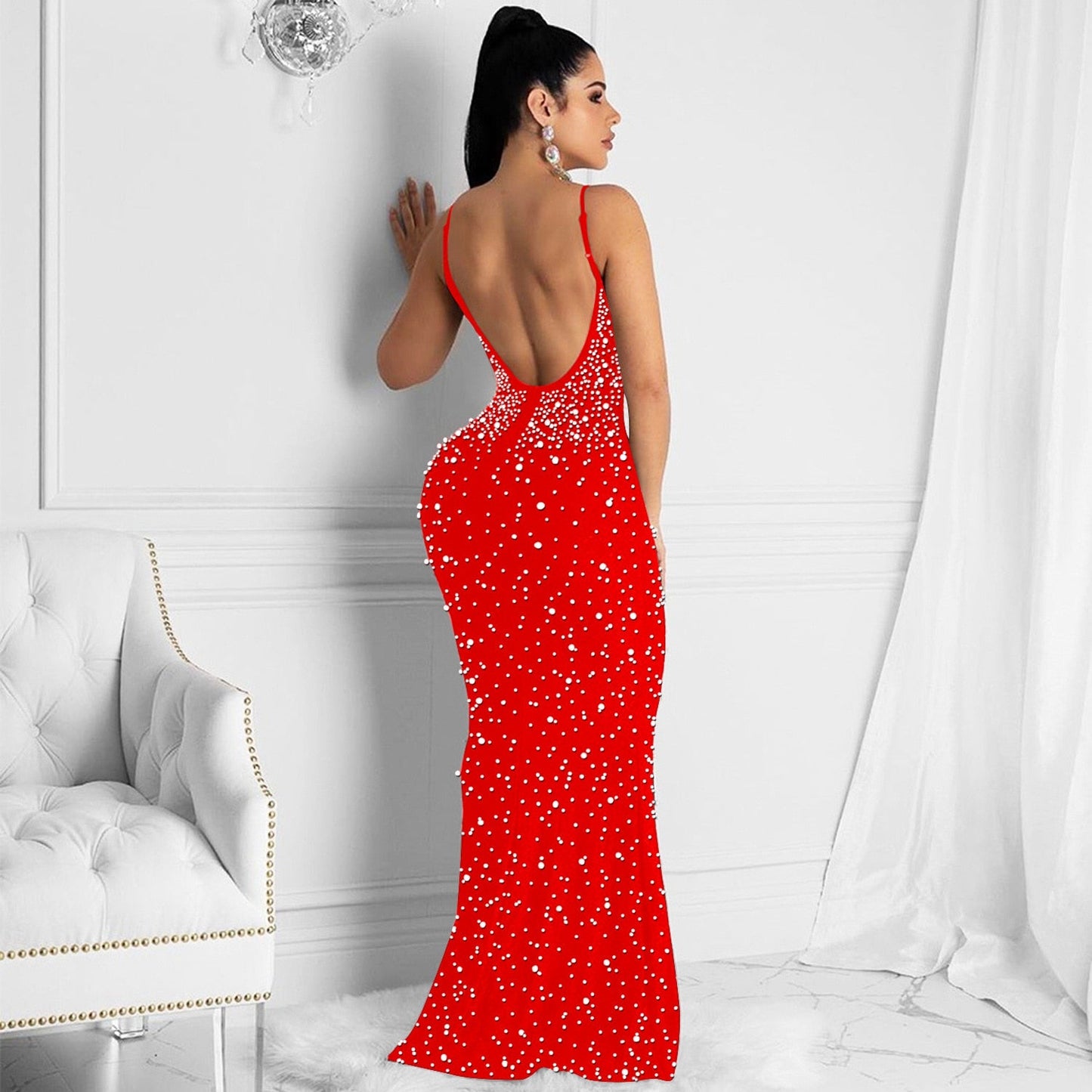 Funki Findz | Dresses | Women's Beaded Pearl Bodycon Dress