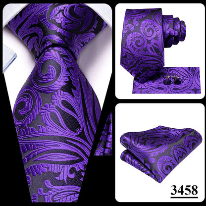 Funki Findz | Neckties | Men's Purple Silk Wedding 3Pcs Tie Set