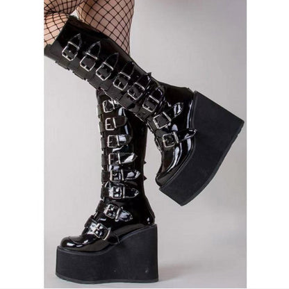 Funki Findz | Boots | Women's Punk Buckle Strap Platform Boots