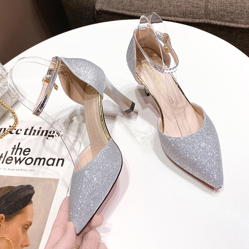 Funki Findz | Shoes | Women's Sparkly Gold Silver Bridal Heels