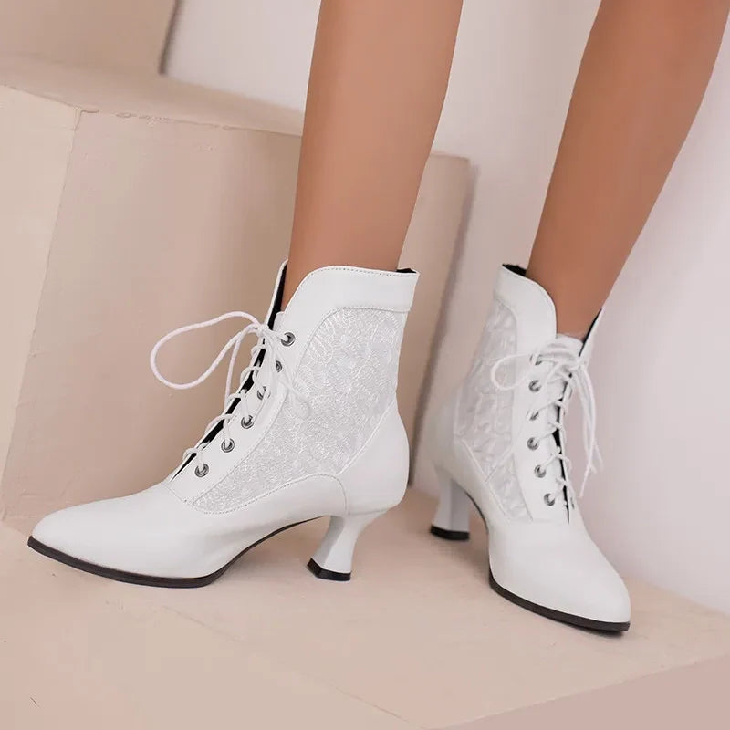 Funki Findz | Boots | Women's Kitten Heel Victorian Granny Boot