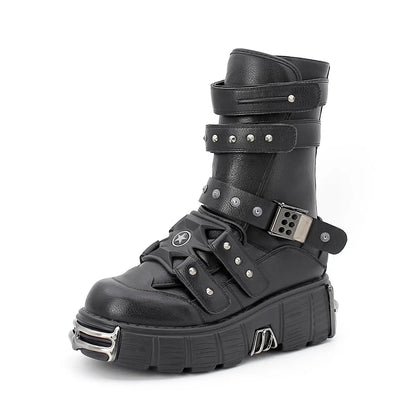 Funki Findz | Boots | Women's Gothic Punk Buckle Strap Boots