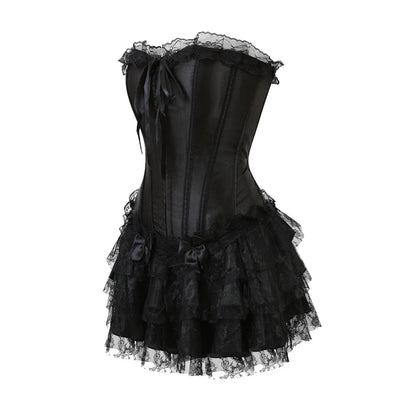 Funki Findz | Dresses | Women's Gothic Satin Lace Corset Dress