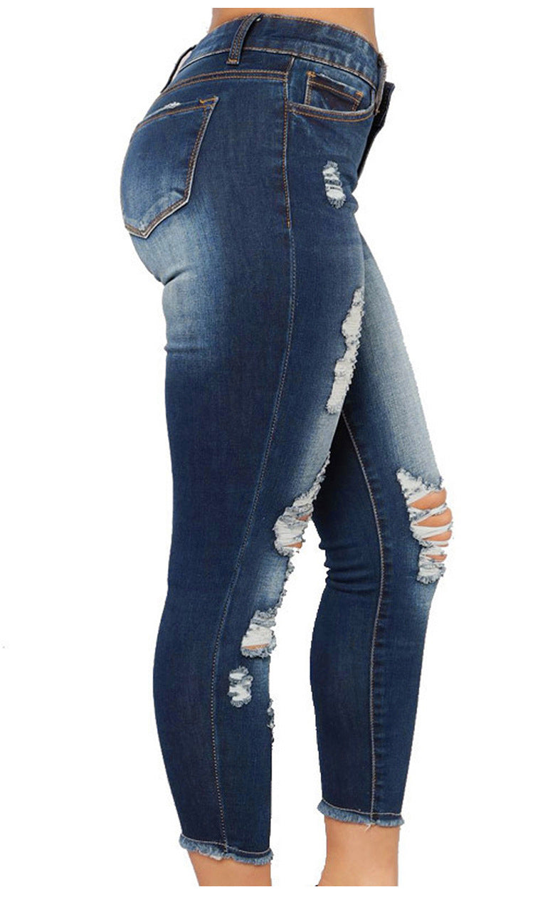 Funki Findz | Pants | Women's High Waist Denim Ripped Jeans
