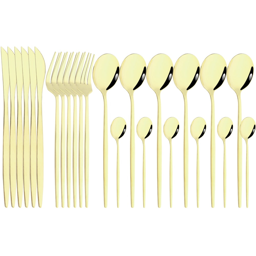 Funki Findz | Cutlery Sets | Gold Stainless Steel Mirror Polish 24 Set