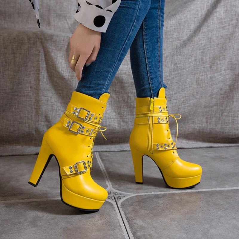 Funki Findz | Boots | Women's Buckle Strap Platform Ankle Boots