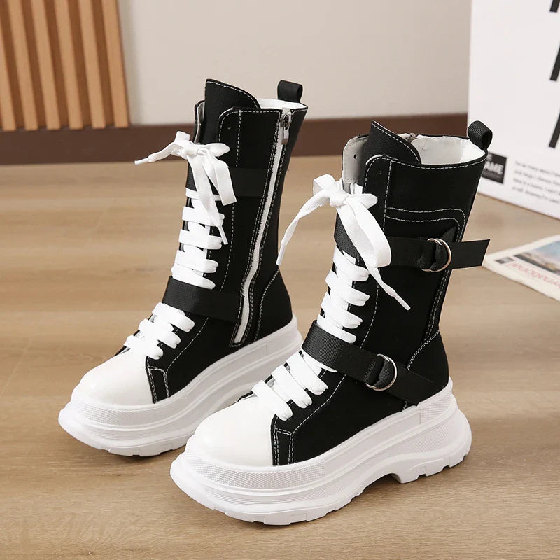 Funki Findz | Boots | Women's Canvas Chunky Platform Boots