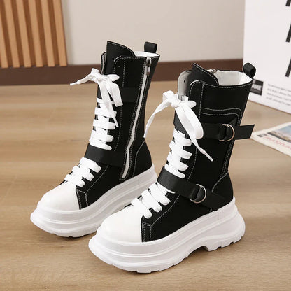 Funki Findz | Boots | Women's Canvas Chunky Platform Boots