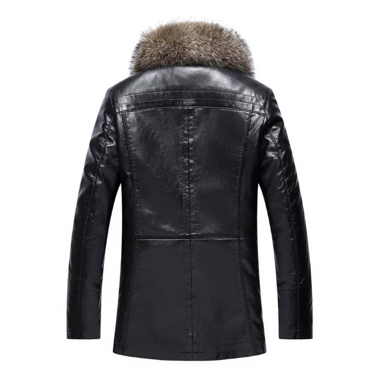 Funki Findz | Jackets | Men's Real Leather Warm Fur Collar Coat
