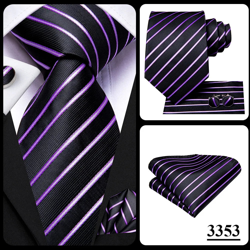 Funki Findz | Neckties | Men's Purple Silk Wedding 3Pcs Tie Set