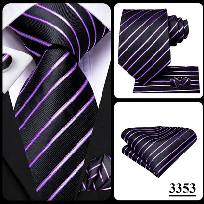 Funki Findz | Neckties | Men's Purple Silk Wedding 3Pcs Tie Set