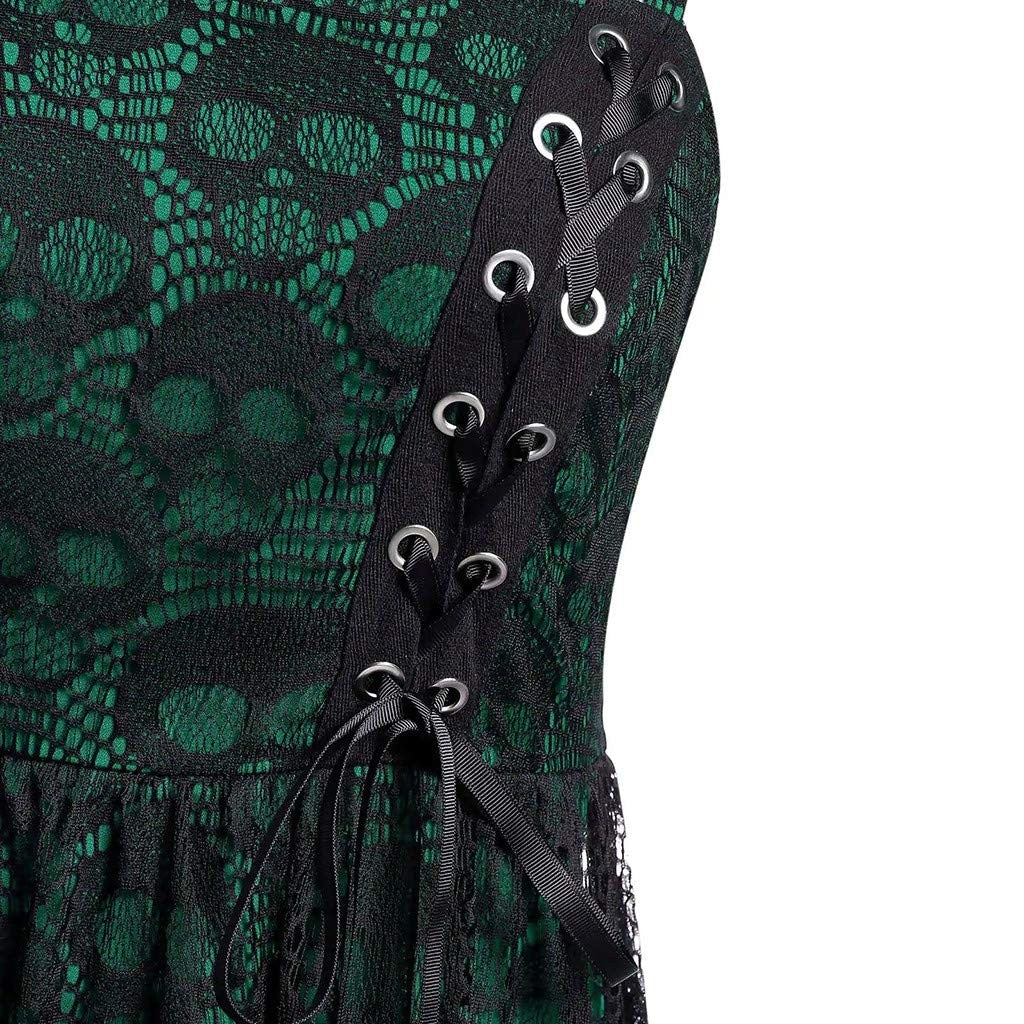 Funki Findz | Dresses | Women's Gothic Skull Lace Mini Dress