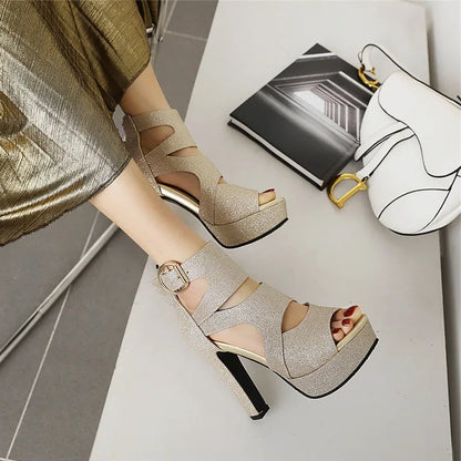 Funki Findz | Shoes | Women's Glitter Gladiator Platform Sandals