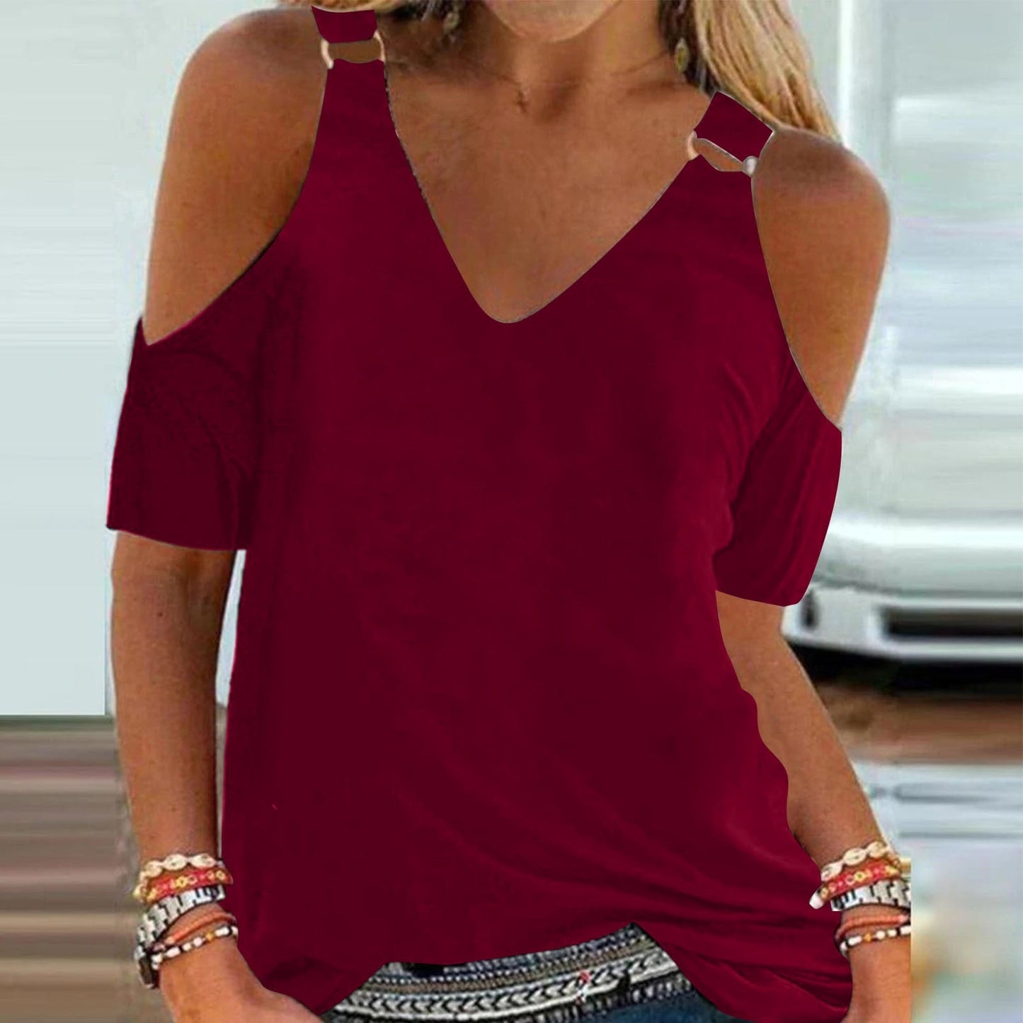 Funki Findz | Shirts | Women's Cut Out Buckle Strap Summer Top