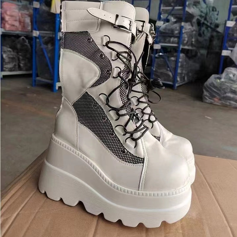 Funki Findz | Boots | Women's Punk High Platform Wedge Boots