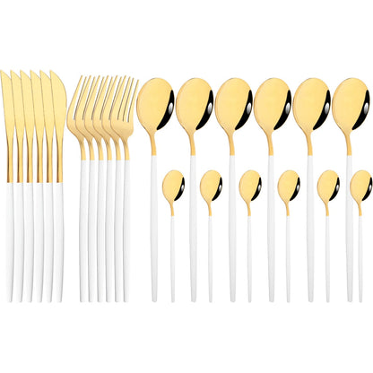 Funki Findz | Cutlery Sets | Gold Stainless Steel Mirror Polish 24 Set