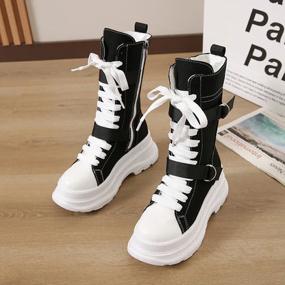 Funki Findz | Boots | Women's Canvas Chunky Platform Boots