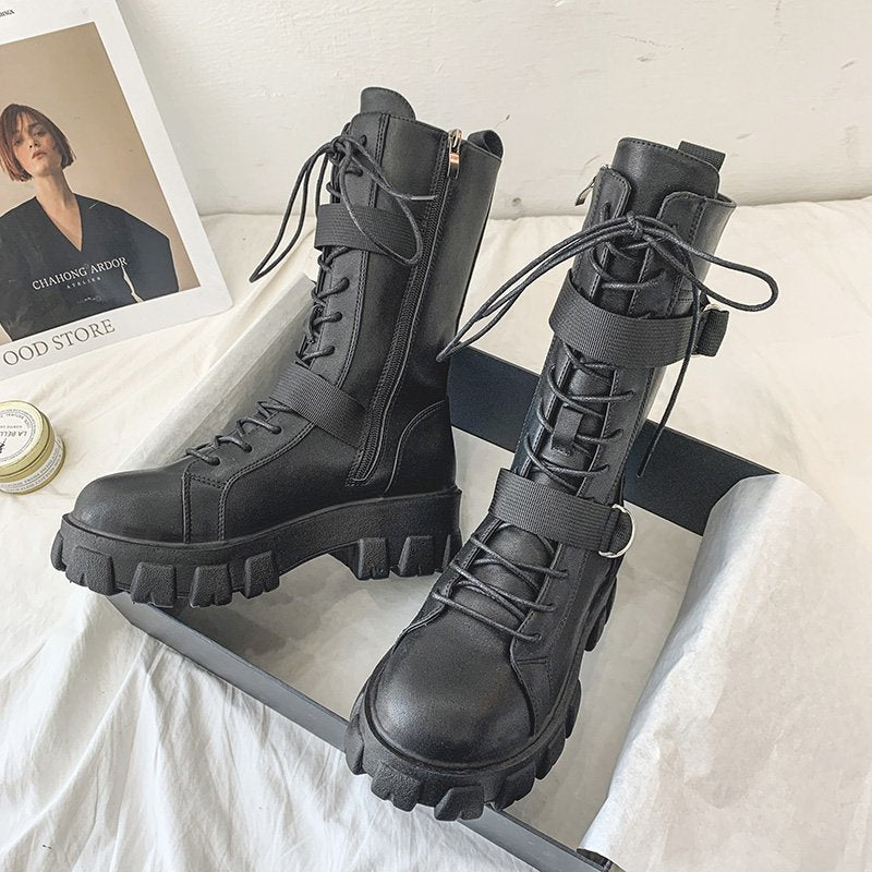 Funki Findz | Boots | Women's Lace-Up Combat Boots Biker Boot