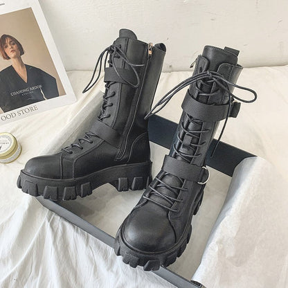 Funki Findz | Boots | Women's Lace-Up Combat Boots Biker Boot