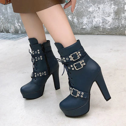 Funki Findz | Boots | Women's Buckle Strap Platform Ankle Boots