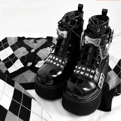 Funki Findz | Boots | Women's Gothic Platform Cosplay Wedges