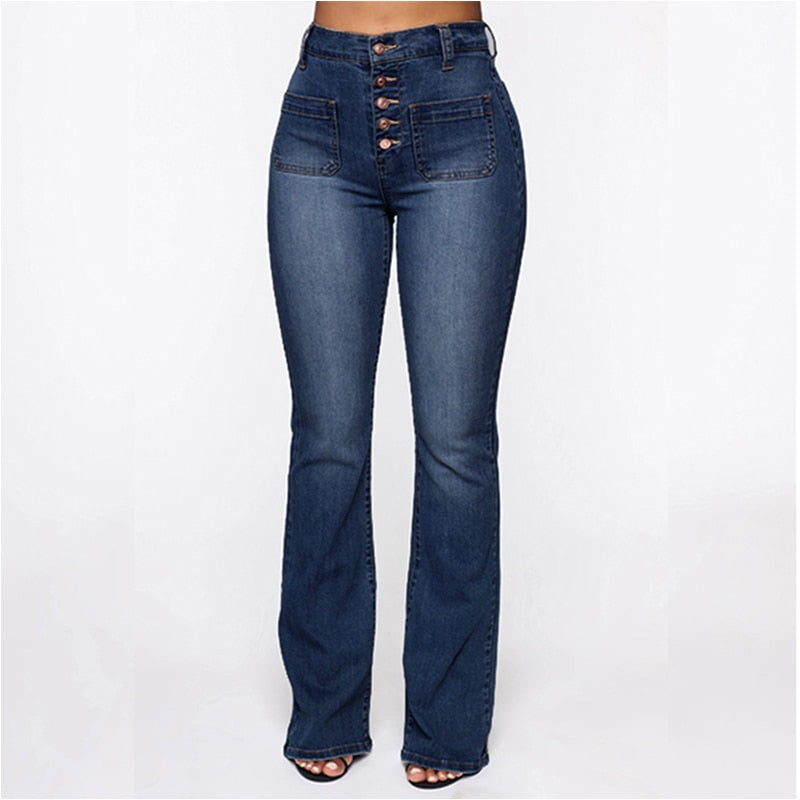 Funki Findz | Pants | Women's High Waist Button Fly Fitted Jeans