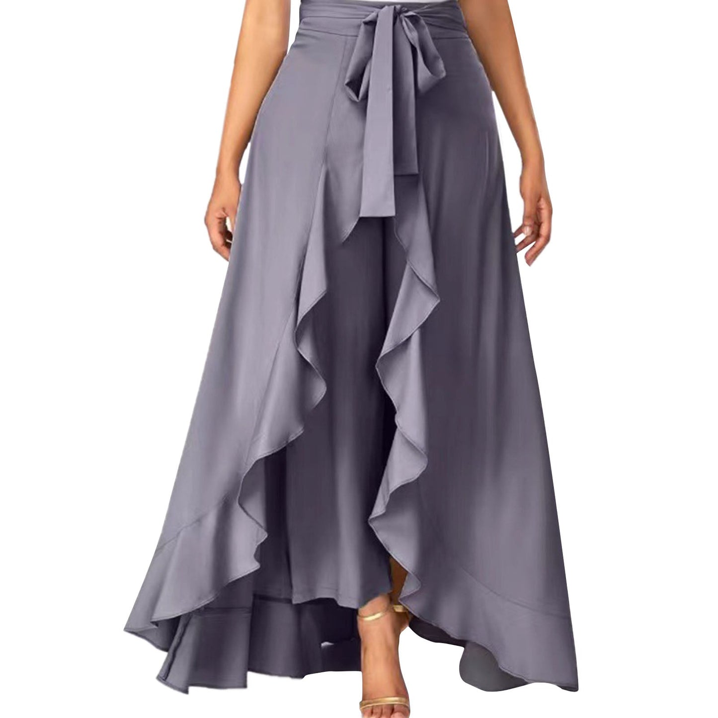Funki Findz | Skirts | Women's Elegant Long Ruffled Skirt Pants