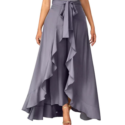 Funki Findz | Skirts | Women's Elegant Long Ruffled Skirt Pants