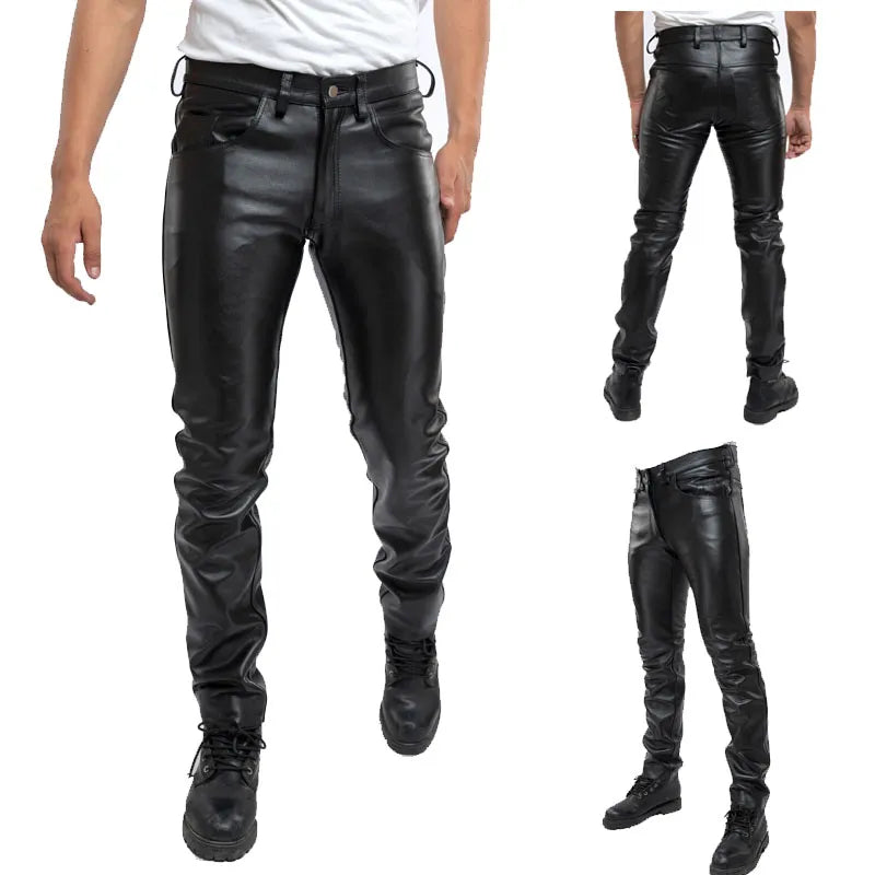 Funki Findz | Pants | Men's Faux Leather Slim Fit Biker Pants