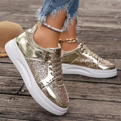 Funki Findz | Shoes | Women's Gold Sequins Platform Sneakers