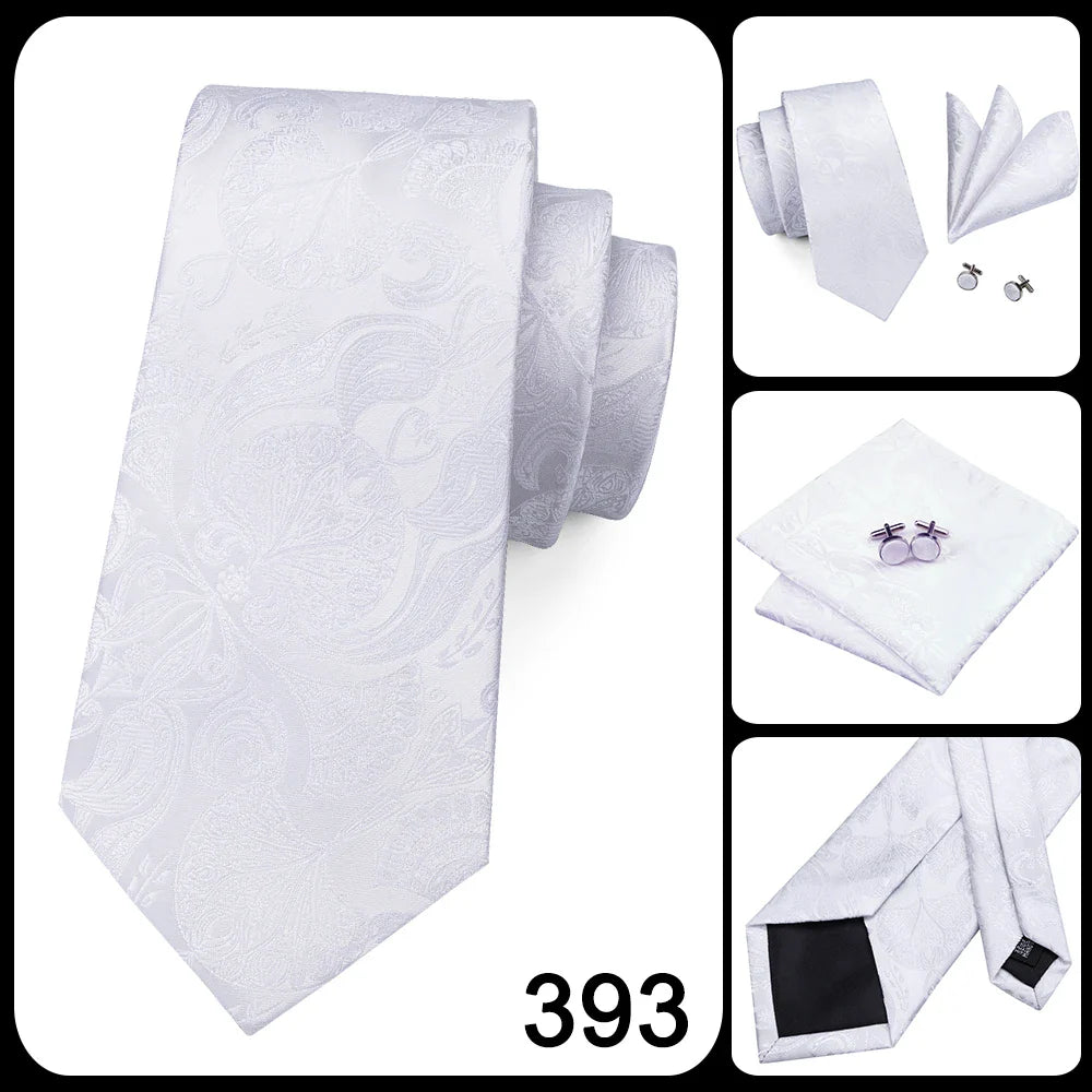 Funki Findz | Neckties | Men's 3pcs White Silk Wedding Tie Sets