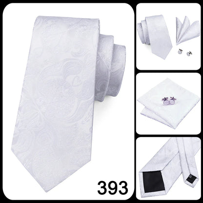Funki Findz | Neckties | Men's 3pcs White Silk Wedding Tie Sets